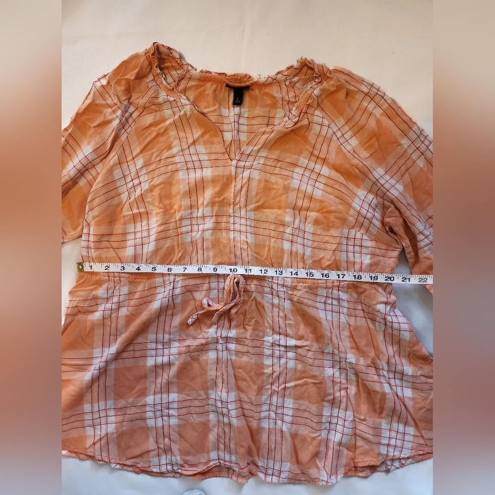 Torrid Blouse, Orange Plaid (2/2X) - Picture 6 of 8